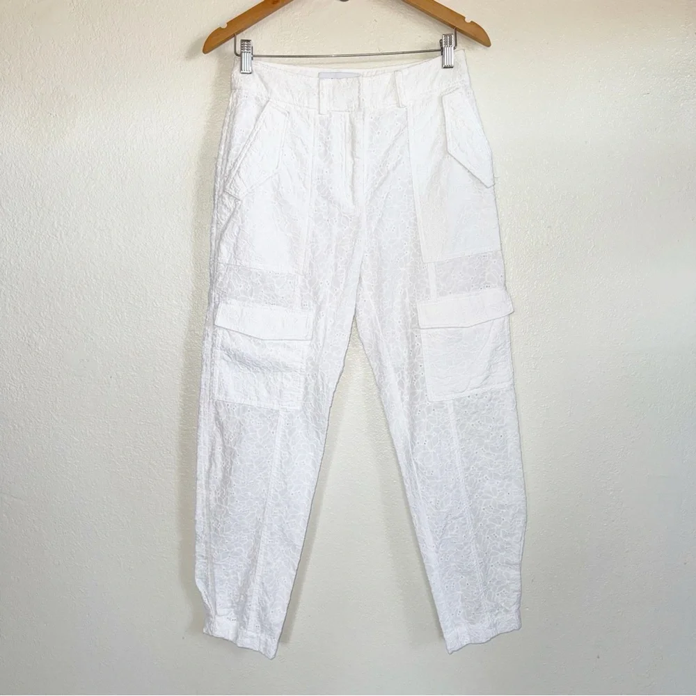 Derek Lam 10 Crosby Mila Utility Eyelet Cargo Pants in White Size 4 - Picture 2 of 12